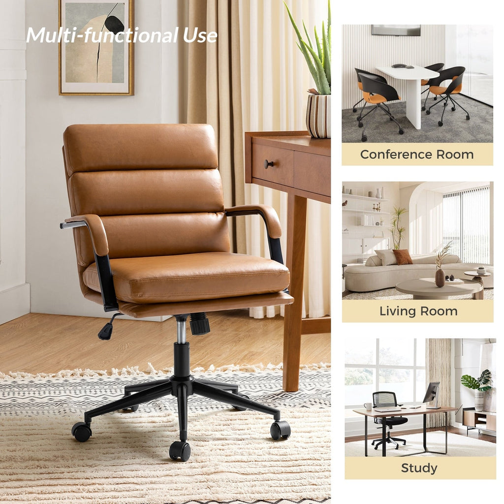 Sedia Joseph Modern Task in similpelle con blocco dell'inclinazione e inclinazione centrale di HULALA HOME