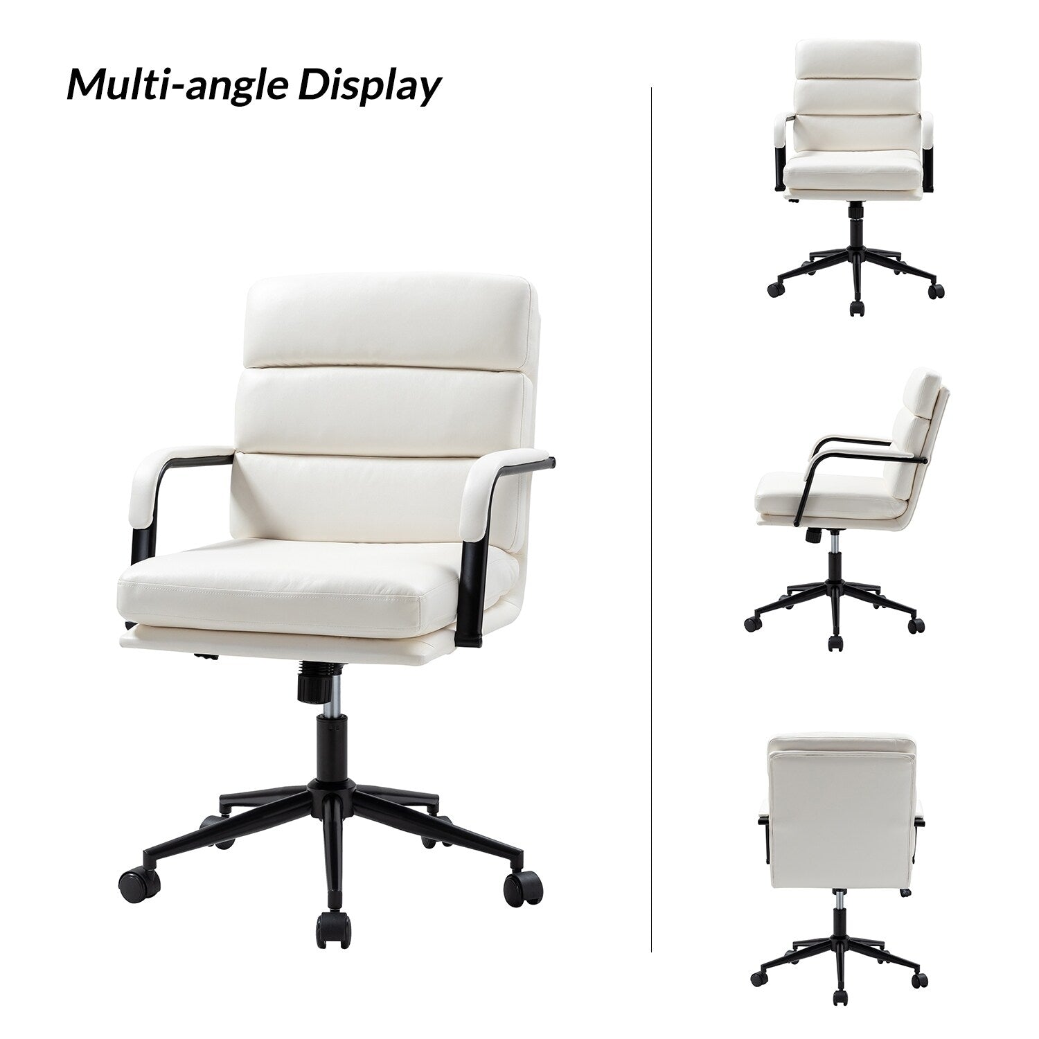 Sedia Joseph Modern Task in similpelle con blocco dell'inclinazione e inclinazione centrale di HULALA HOME