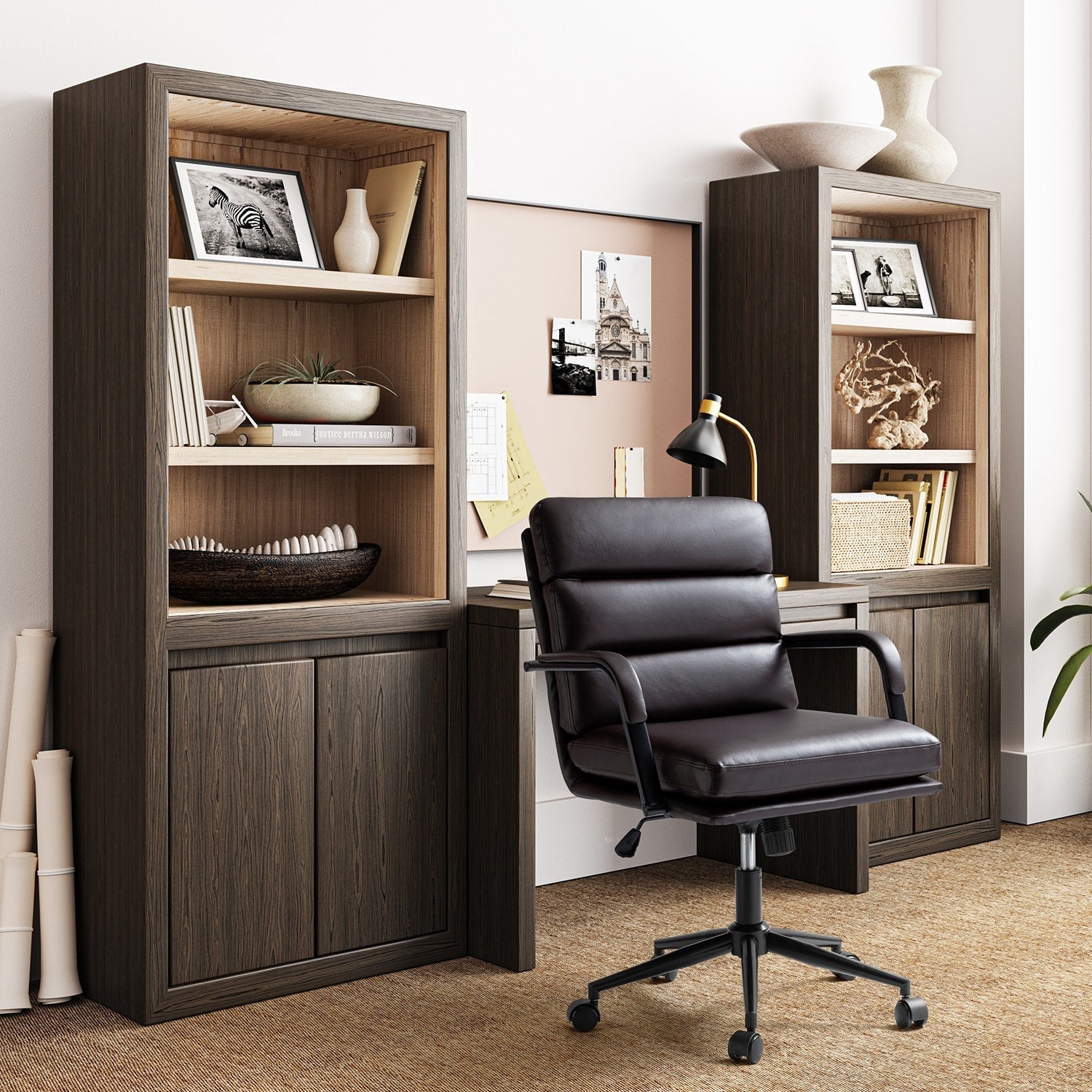 Sedia Joseph Modern Task in similpelle con blocco dell'inclinazione e inclinazione centrale di HULALA HOME