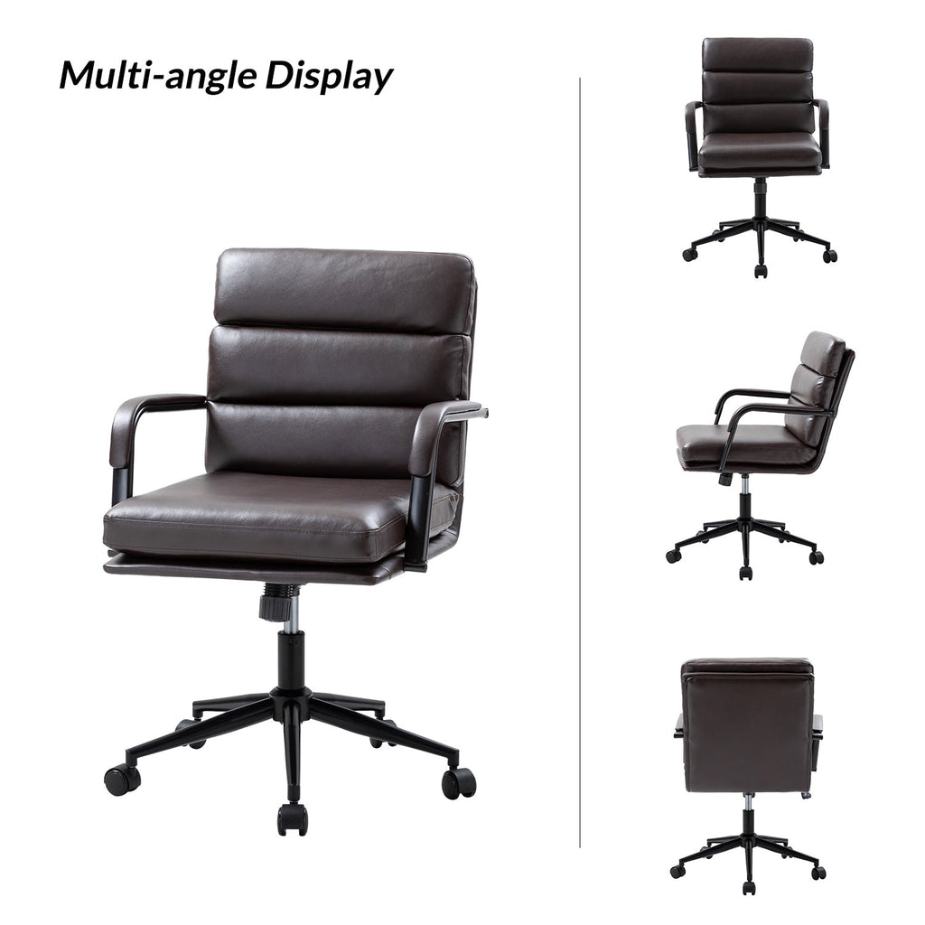 Sedia Joseph Modern Task in similpelle con blocco dell'inclinazione e inclinazione centrale di HULALA HOME