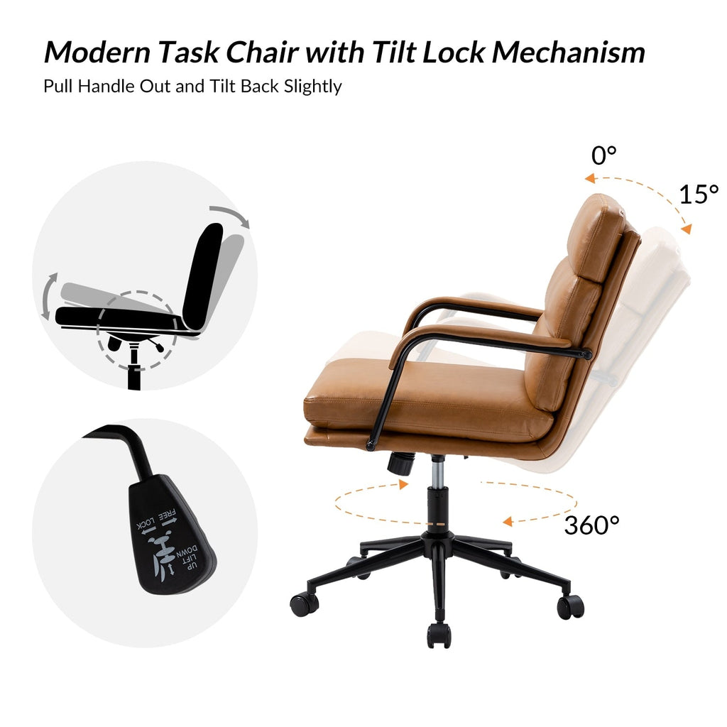 Sedia Joseph Modern Task in similpelle con blocco dell'inclinazione e inclinazione centrale di HULALA HOME
