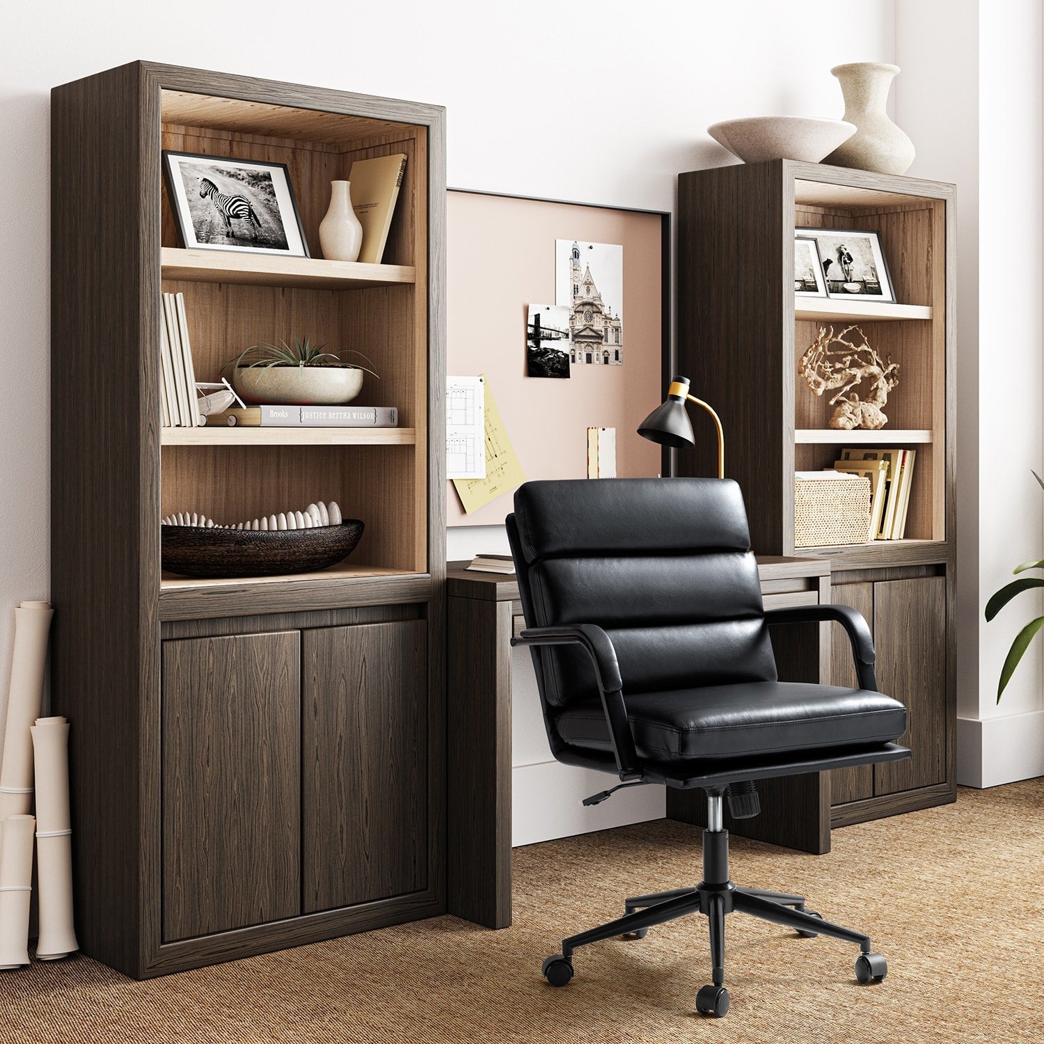 Sedia Joseph Modern Task in similpelle con blocco dell'inclinazione e inclinazione centrale di HULALA HOME