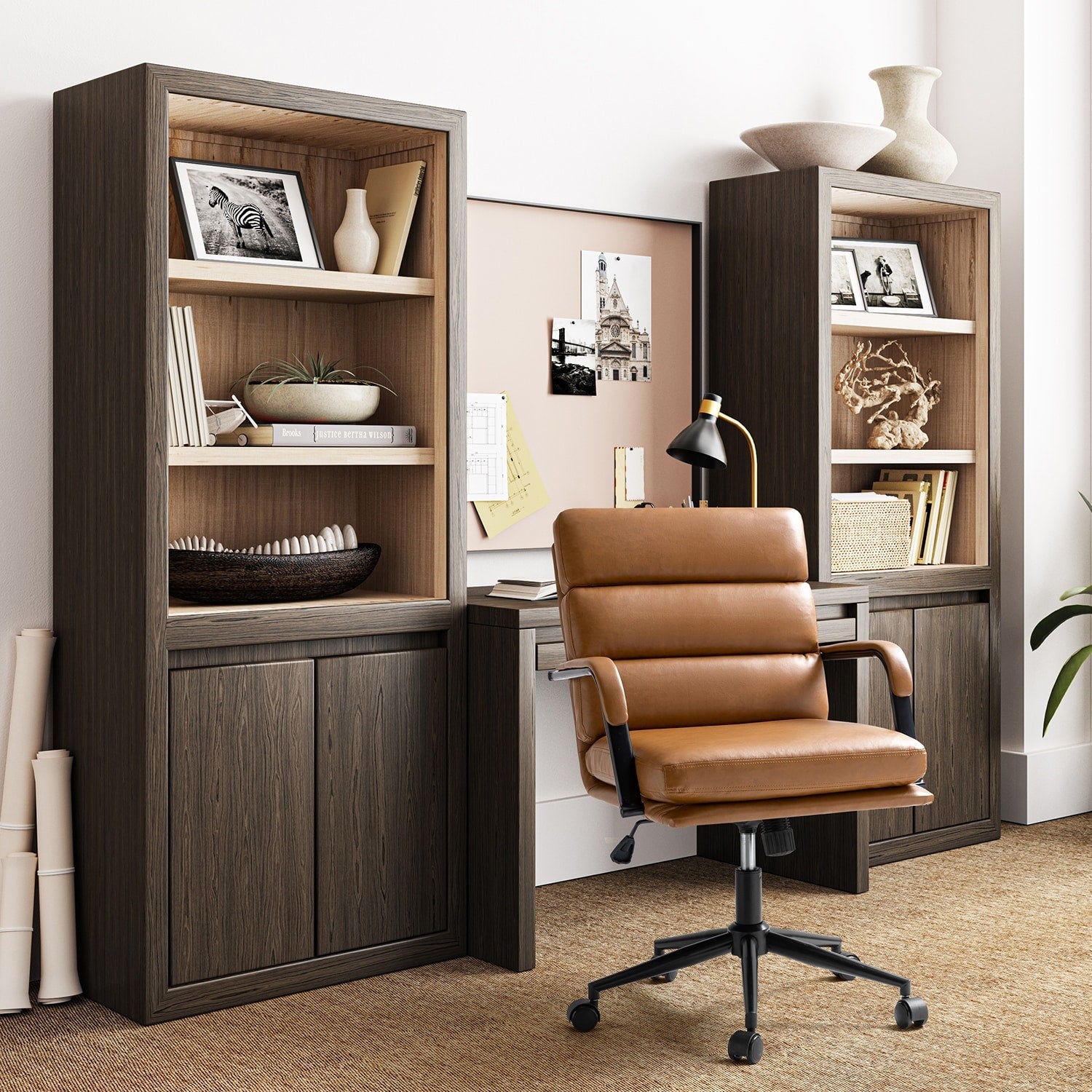 Sedia Joseph Modern Task in similpelle con blocco dell'inclinazione e inclinazione centrale di HULALA HOME