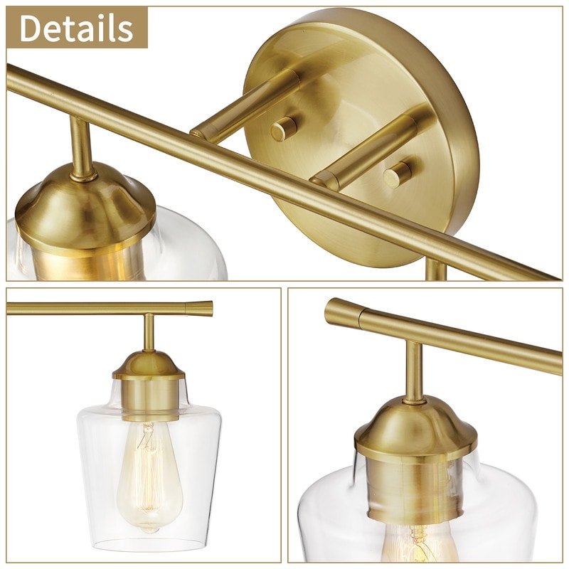 Lampada da bagno KAWOTI dimmerabile a 4 luci in metallo con paralume in vetro