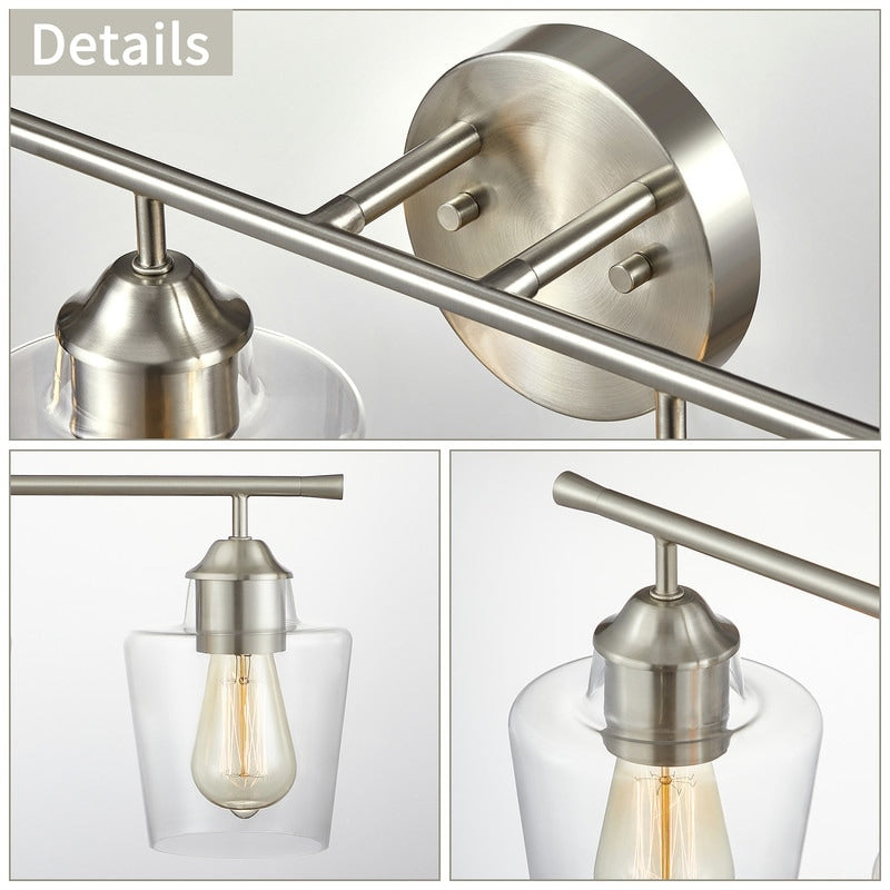 Lampada da bagno KAWOTI dimmerabile a 4 luci in metallo con paralume in vetro