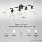 Lampada da bagno KAWOTI dimmerabile a 4 luci in metallo con paralume in vetro