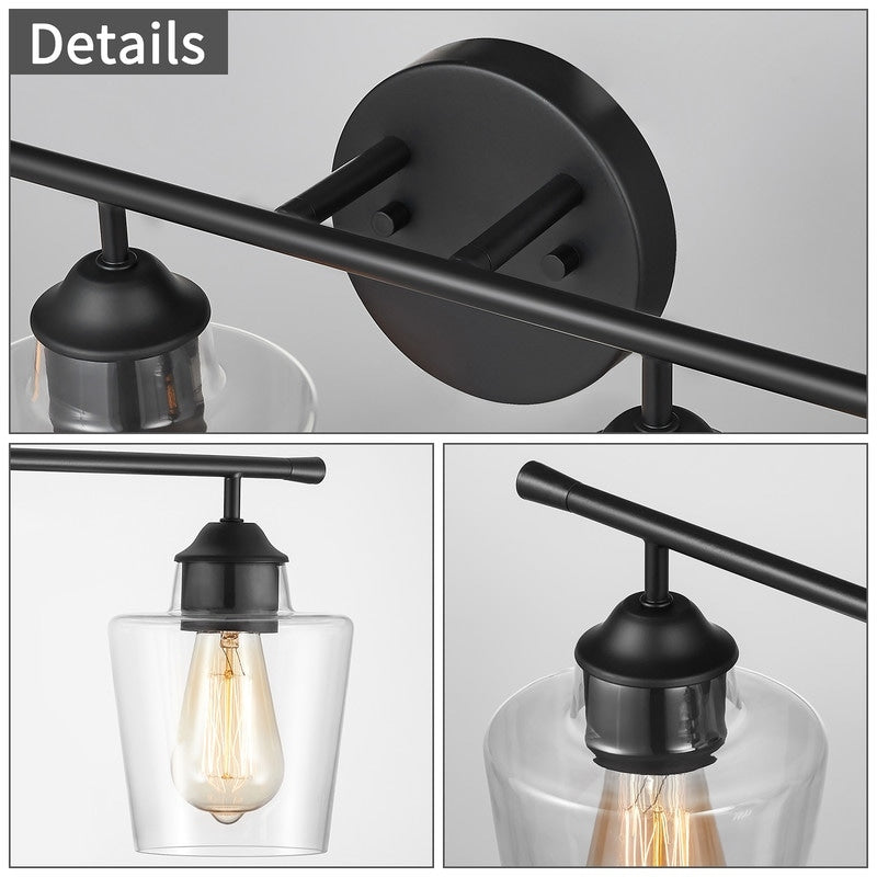 Lampada da bagno KAWOTI dimmerabile a 4 luci in metallo con paralume in vetro