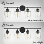 Lampada da bagno KAWOTI dimmerabile a 4 luci in metallo con paralume in vetro