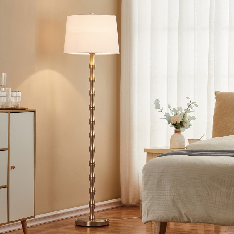 Lampada da terra KAWOTI da 61'' con paralume in tessuto Empire