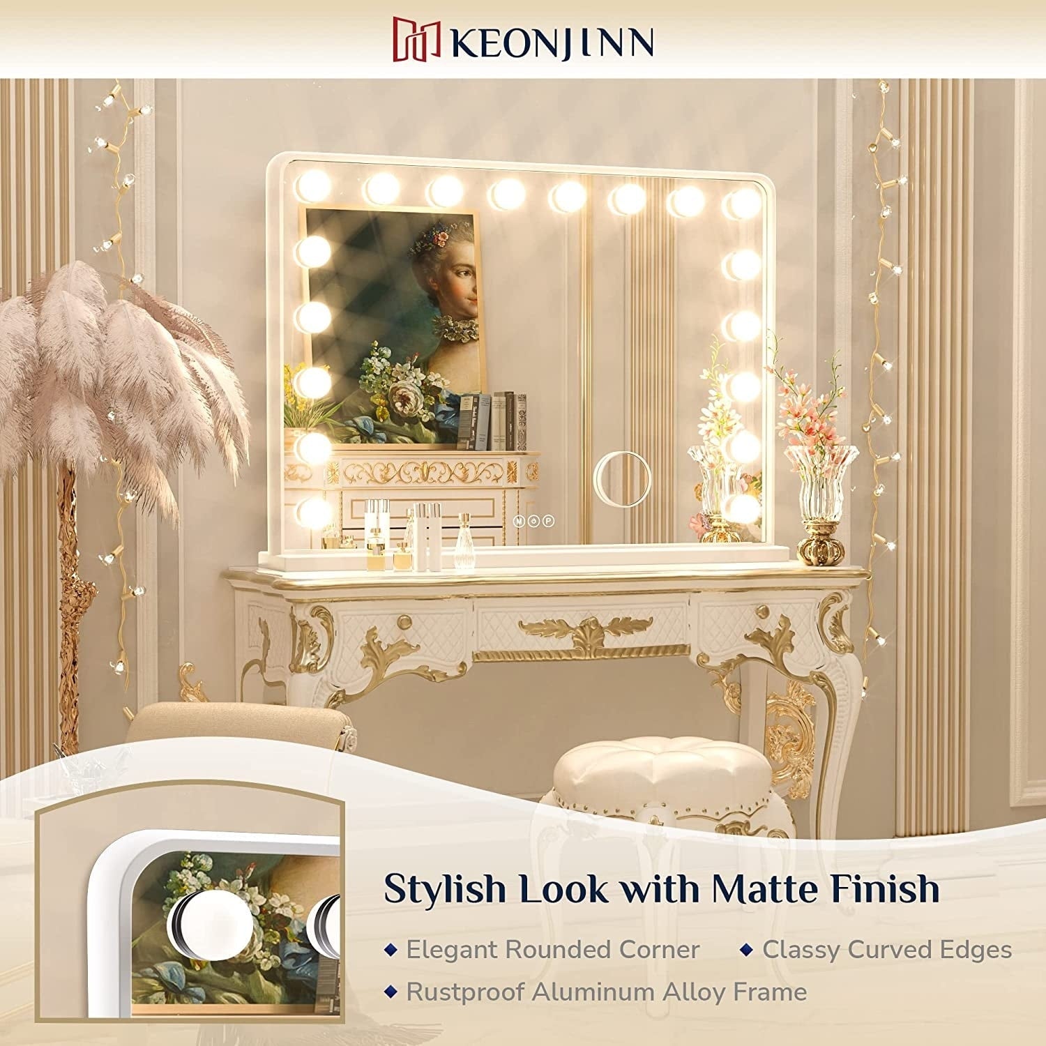 Specchio da trucco LED Keonjinn Hollywood con 15/18 luci LED