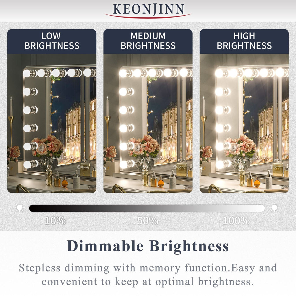 Specchio da trucco LED Keonjinn Hollywood con 15/18 luci LED