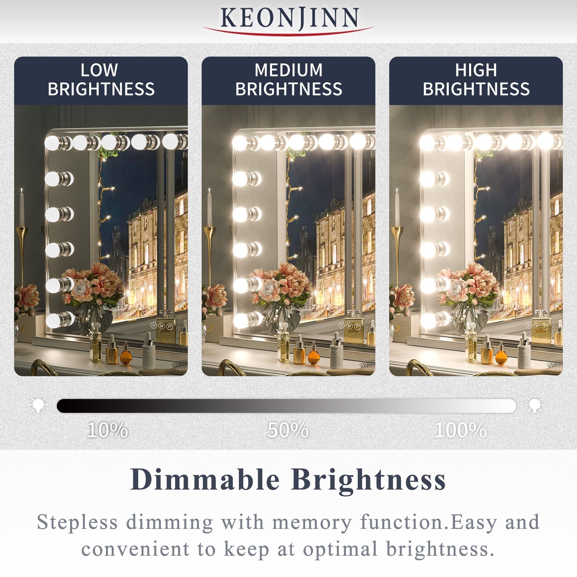 Specchio da trucco LED Keonjinn Hollywood con 15/18 luci LED