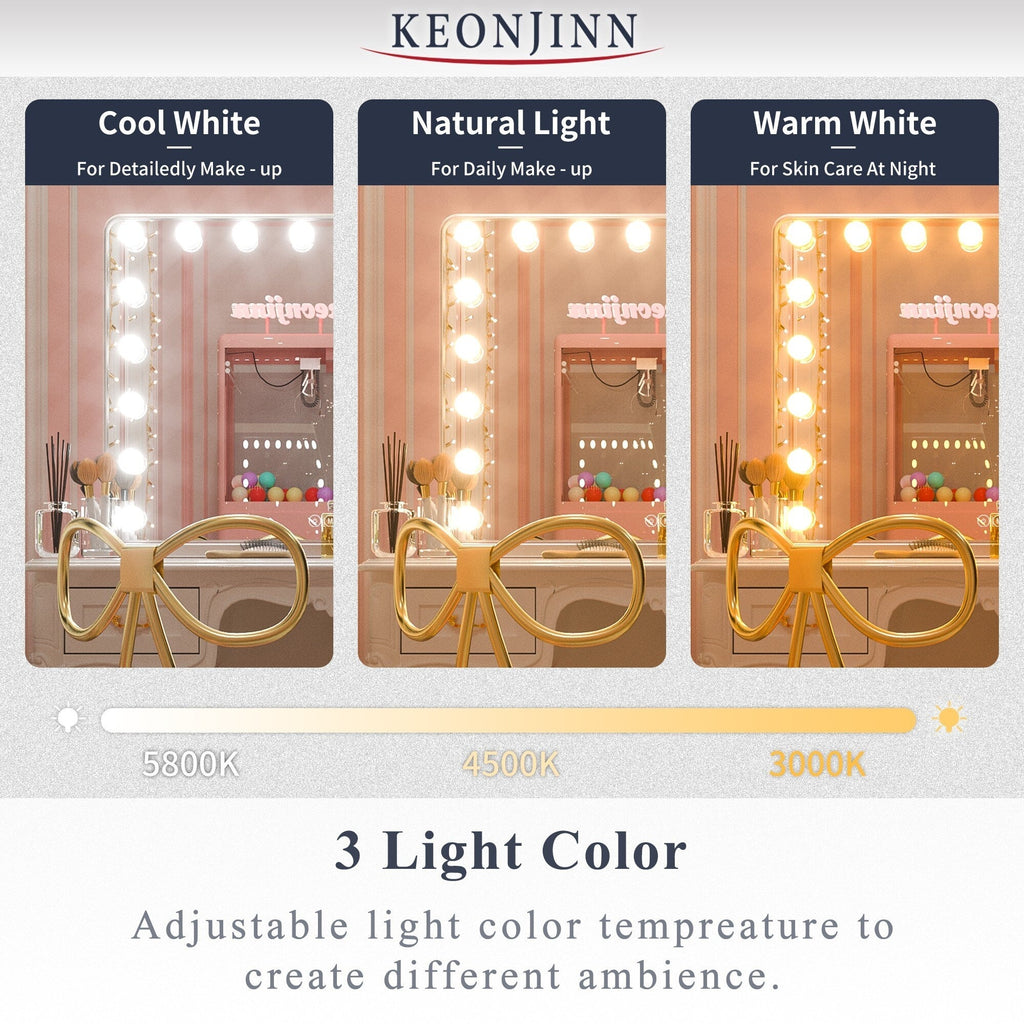 Specchio da trucco LED Keonjinn Hollywood con 15/18 luci LED