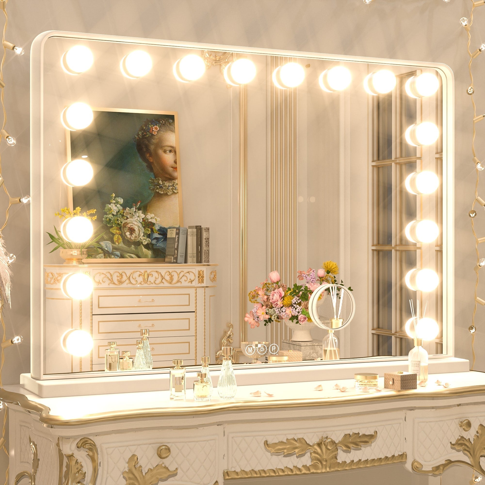 Specchio da trucco LED Keonjinn Hollywood con 15/18 luci LED