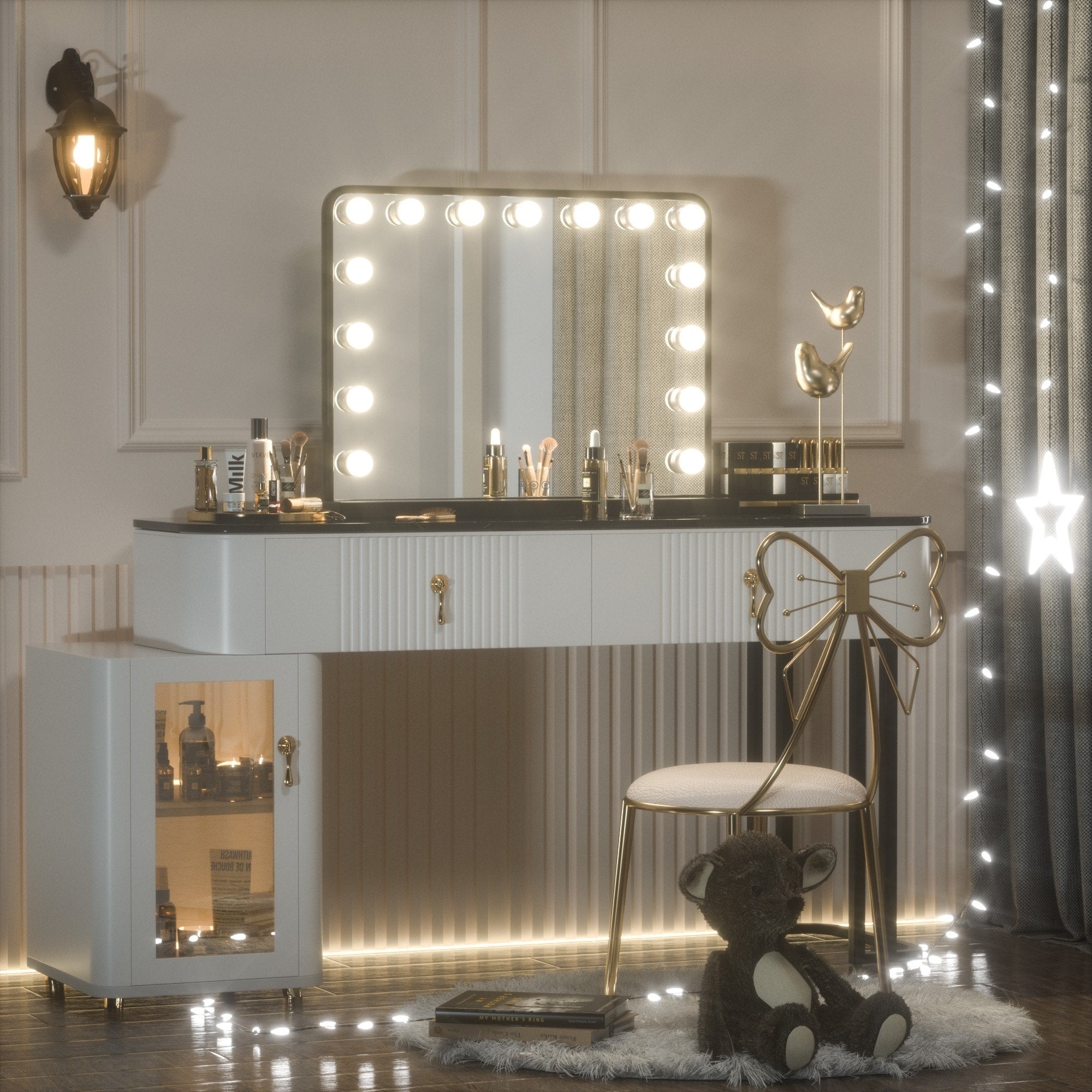 Specchio da trucco LED Keonjinn Hollywood con 15/18 luci LED