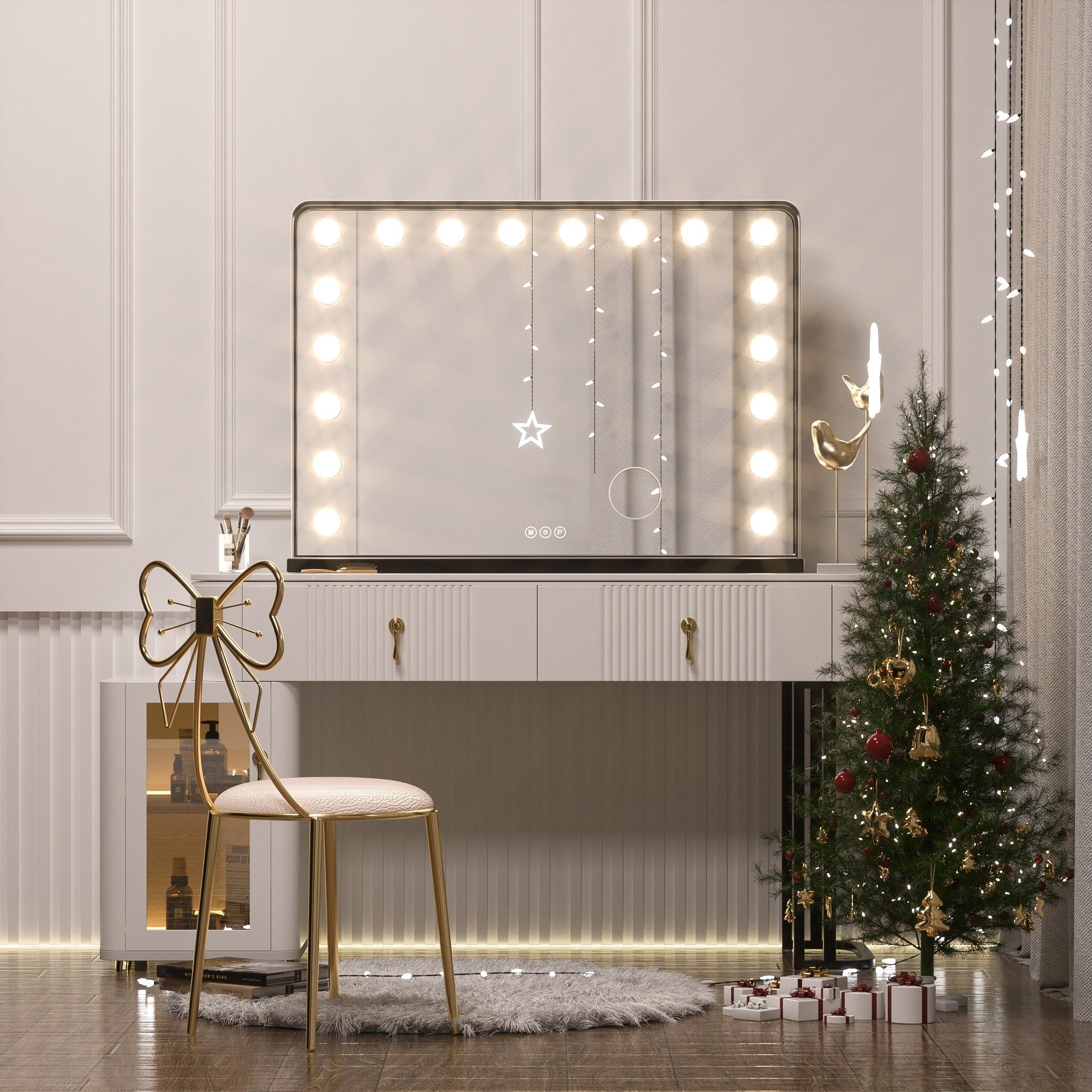 Specchio da trucco LED Keonjinn Hollywood con 15/18 luci LED