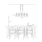 Lampadario lineare moderno Kasy a 5 luci con isola da cucina in vetro testurizzato, design unico