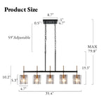 Lampadario lineare moderno Kasy a 5 luci con isola da cucina in vetro testurizzato, design unico