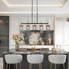 Lampadario lineare moderno Kasy a 5 luci con isola da cucina in vetro testurizzato, design unico