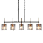 Lampadario lineare moderno Kasy a 5 luci con isola da cucina in vetro testurizzato, design unico