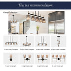 Lampadario lineare moderno Kasy a 5 luci con isola da cucina in vetro testurizzato, design unico