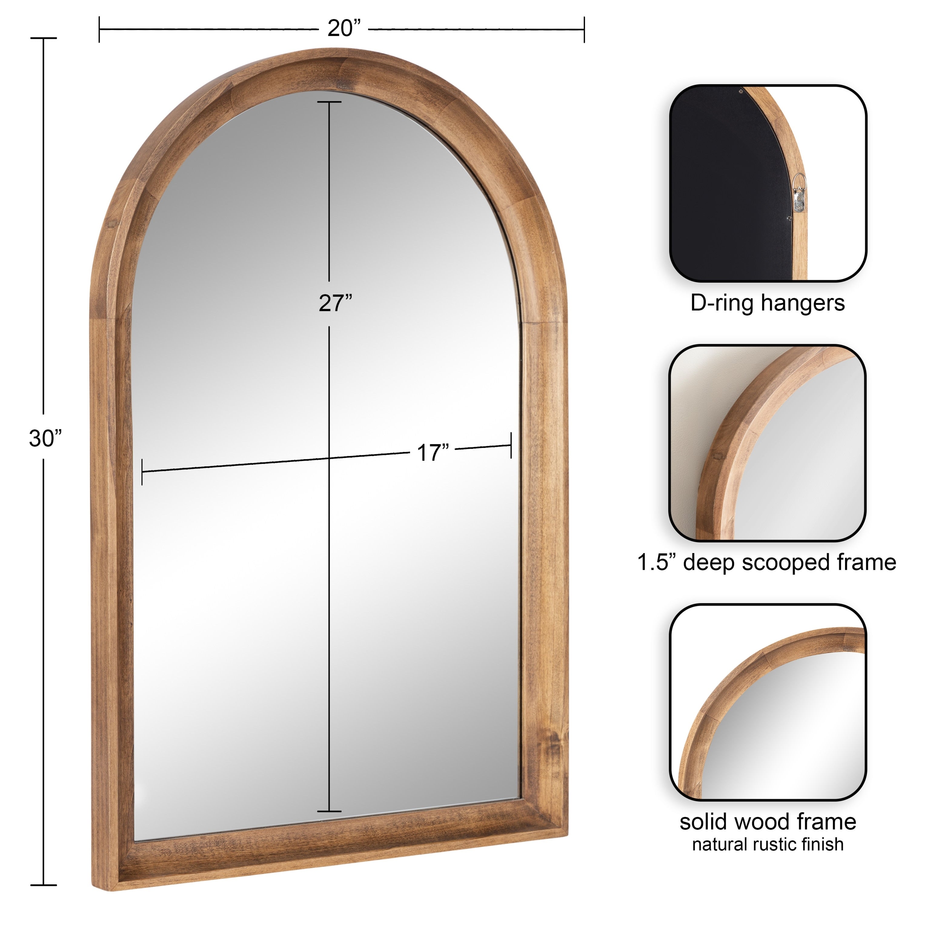 Specchio da parete in legno ad arco di Kate e Laurel Hatherleigh