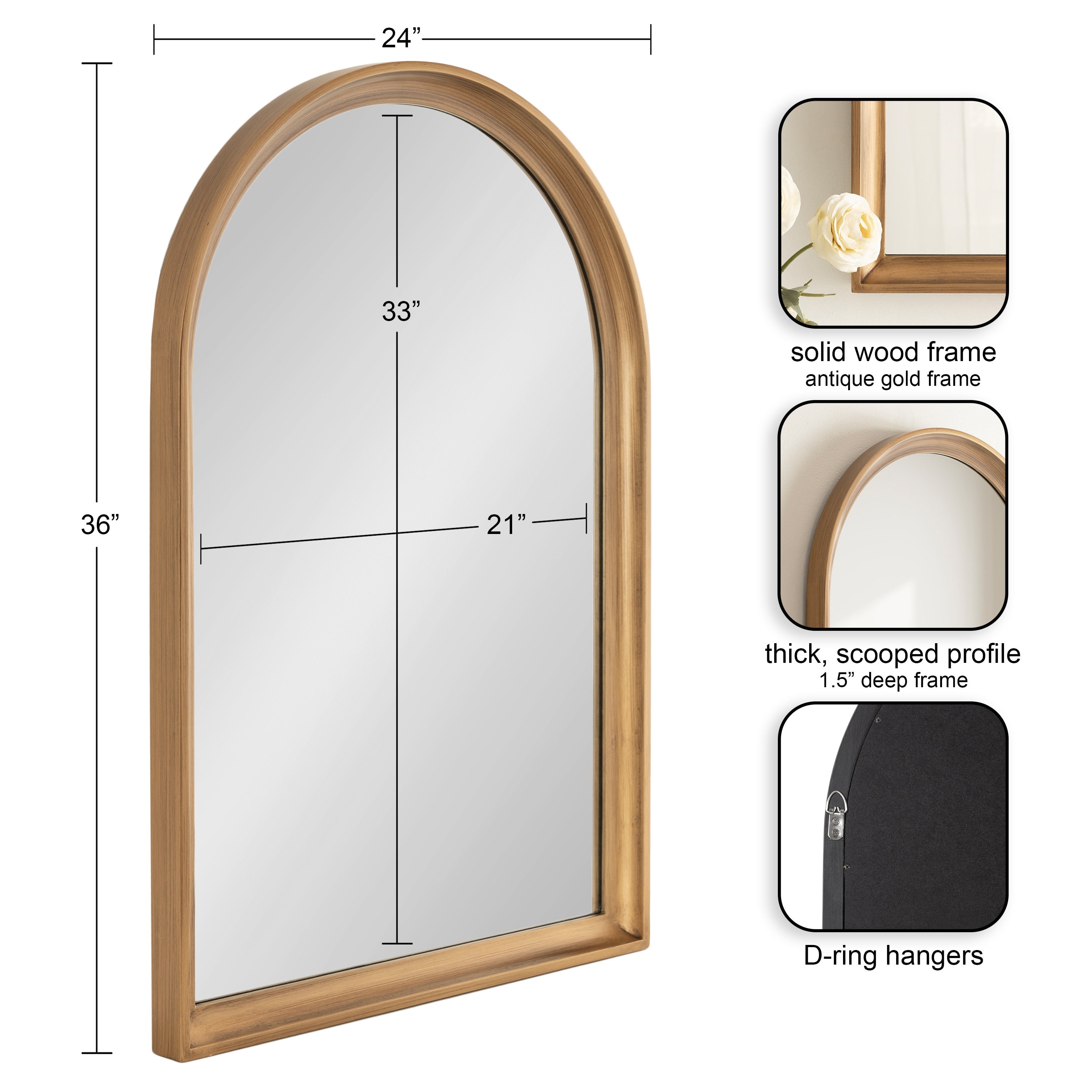 Specchio da parete in legno ad arco di Kate e Laurel Hatherleigh