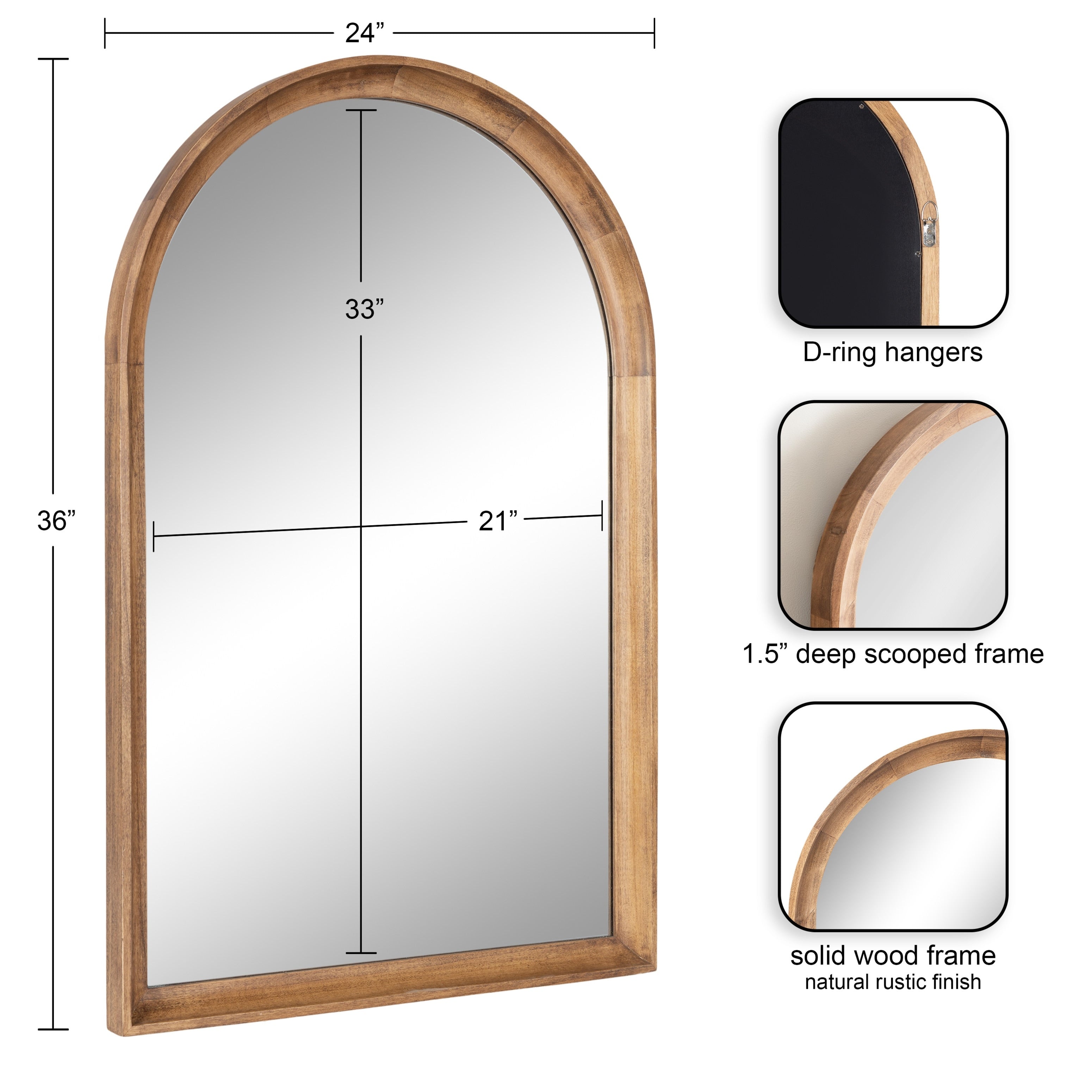 Specchio da parete in legno ad arco di Kate e Laurel Hatherleigh