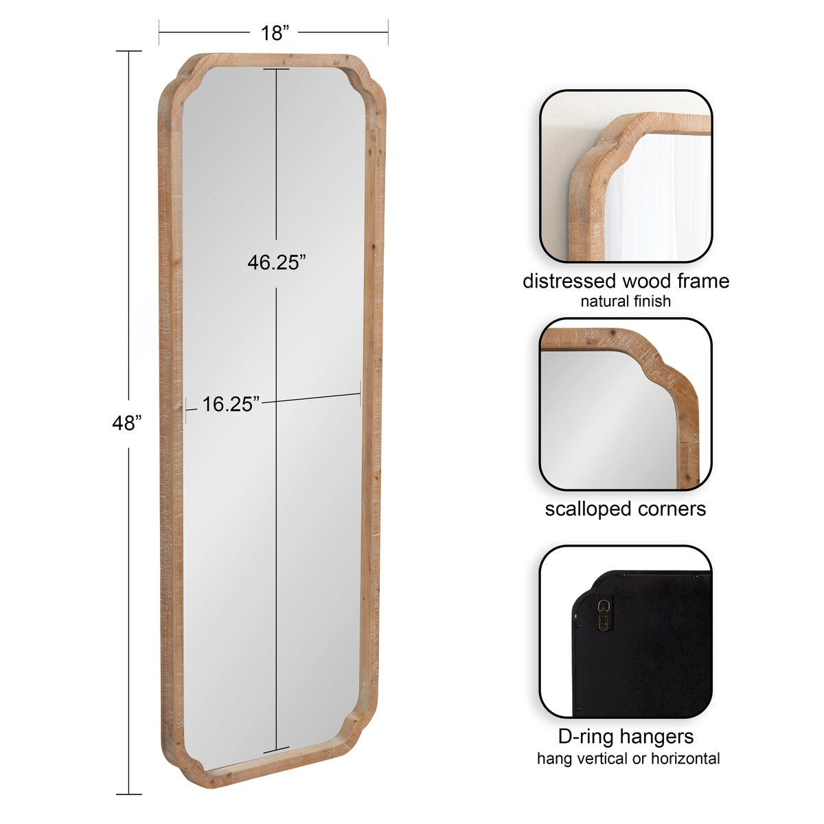 Specchio da parete quadrato in legno di Kate e Laurel Marston