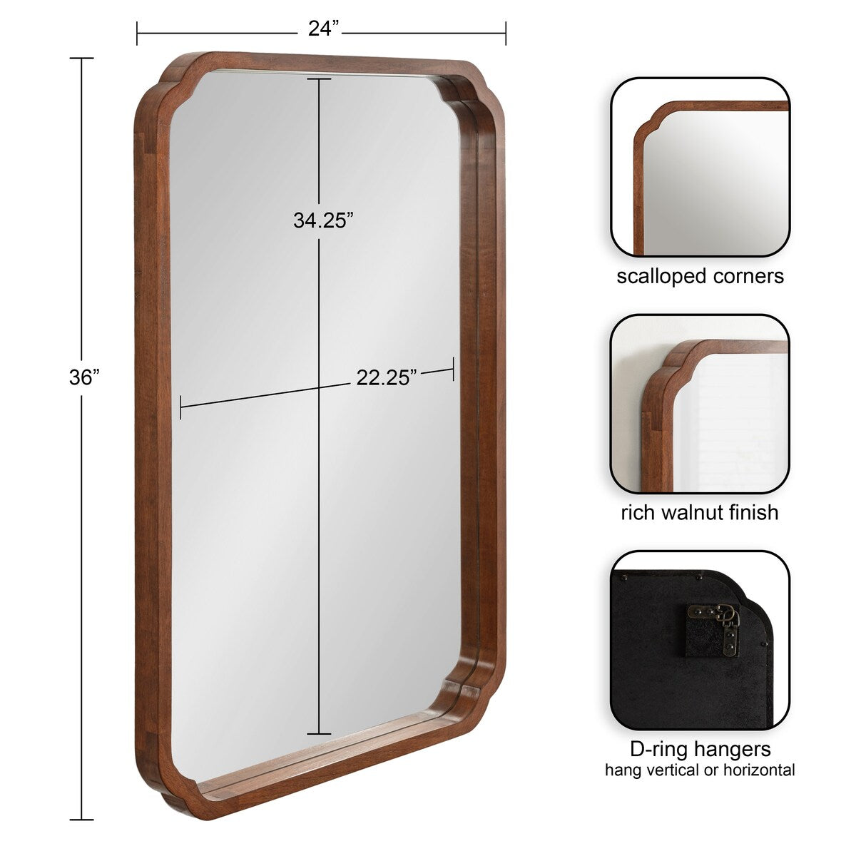 Specchio da parete quadrato in legno di Kate e Laurel Marston