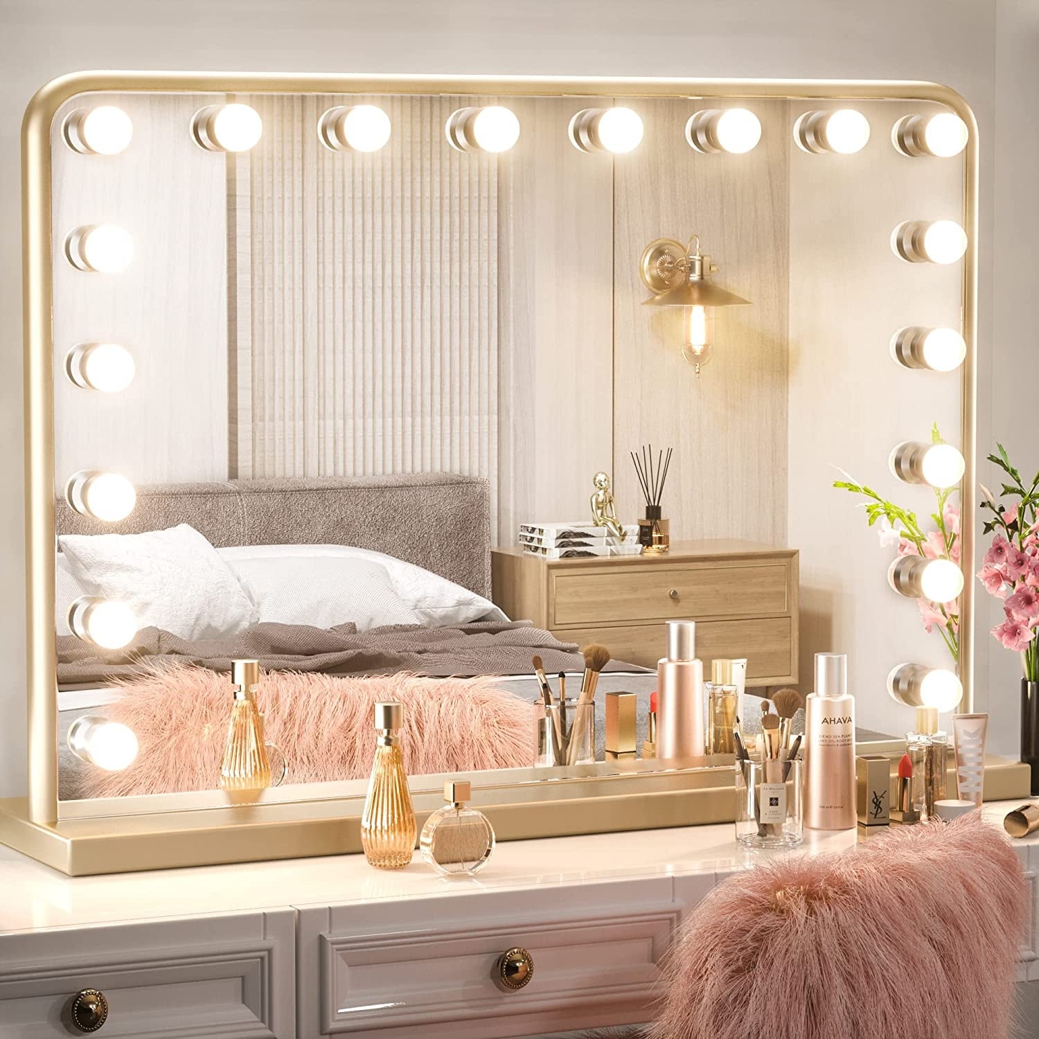 Specchio da trucco LED Keonjinn Hollywood con 15/18 luci LED