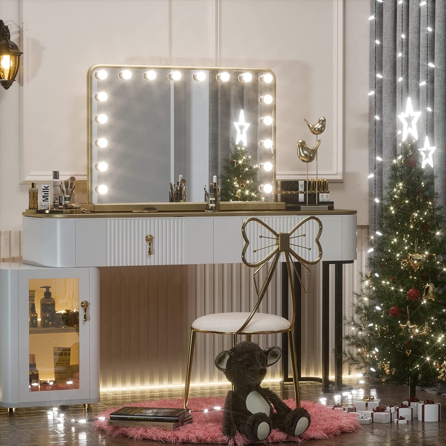 Specchio da trucco LED Keonjinn Hollywood con 15/18 luci LED