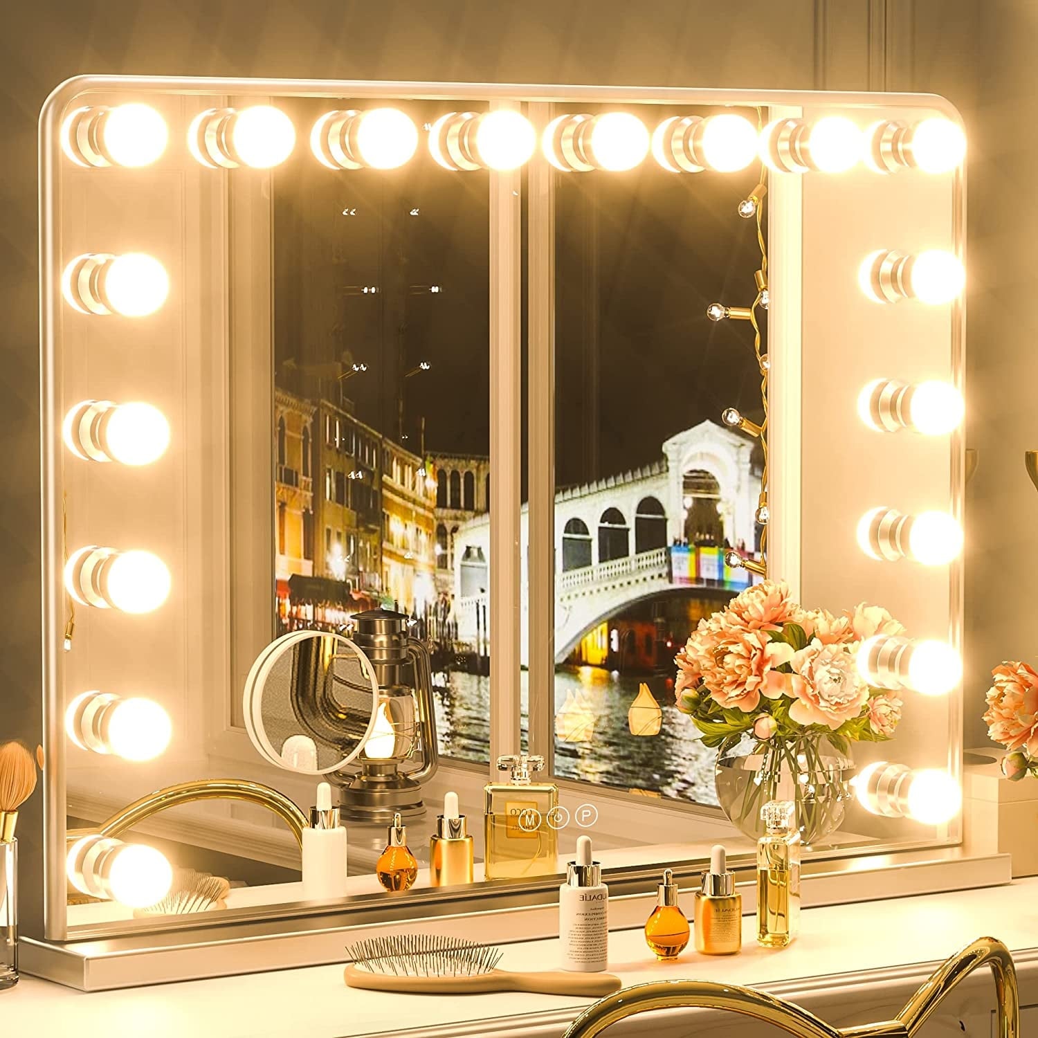 Specchio da trucco LED Keonjinn Hollywood con 15/18 luci LED