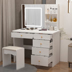 Set da trucco Kerrogee con specchio illuminato regolabile e sgabello - 39,4 L x 19,7 W x 53,5 H