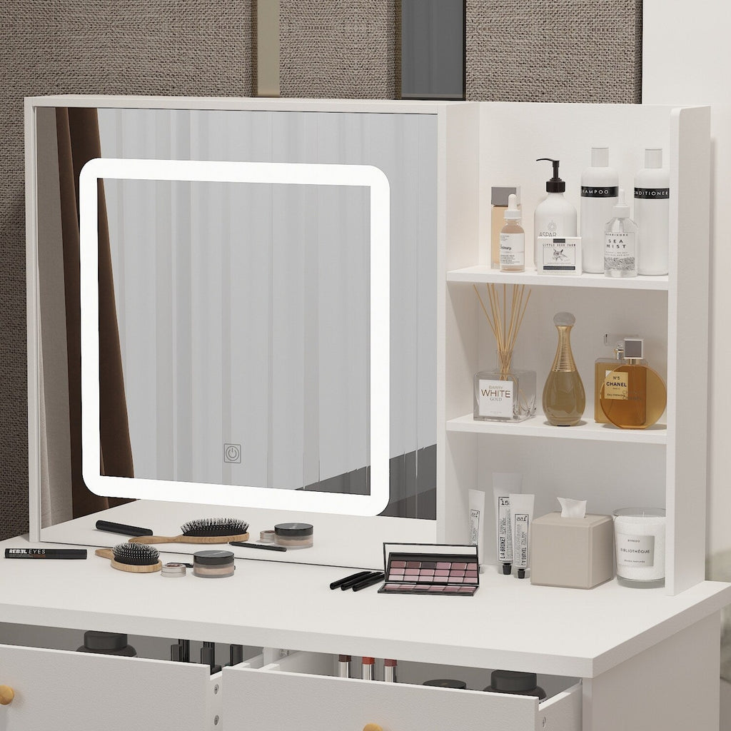 Set da trucco Kerrogee con specchio illuminato regolabile e sgabello - 39,4 L x 19,7 W x 53,5 H