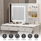 Set da trucco Kerrogee con specchio illuminato regolabile e sgabello - 39,4 L x 19,7 W x 53,5 H