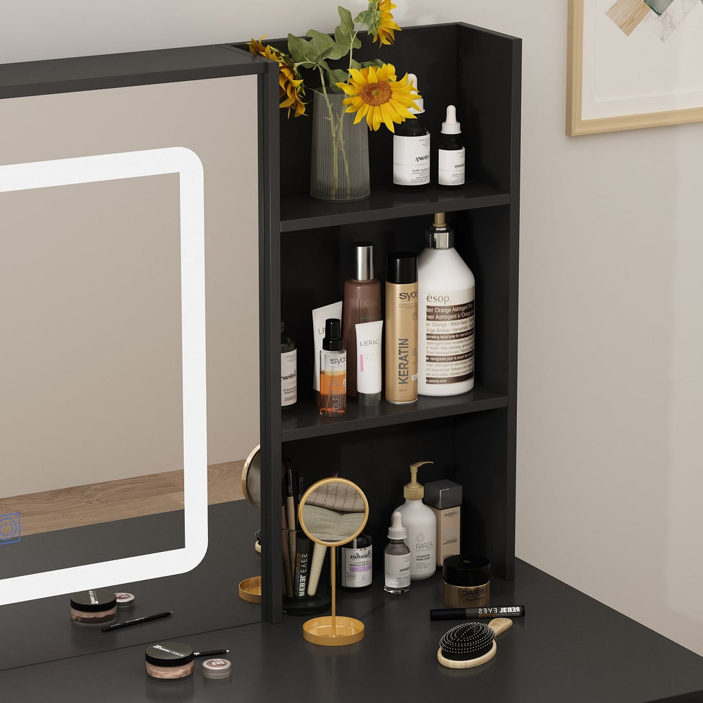 Set da trucco Kerrogee con specchio illuminato regolabile e sgabello - 39,4 L x 19,7 W x 53,5 H