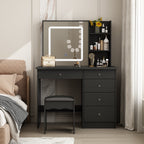 Set da trucco Kerrogee con specchio illuminato regolabile e sgabello - 39,4 L x 19,7 W x 53,5 H