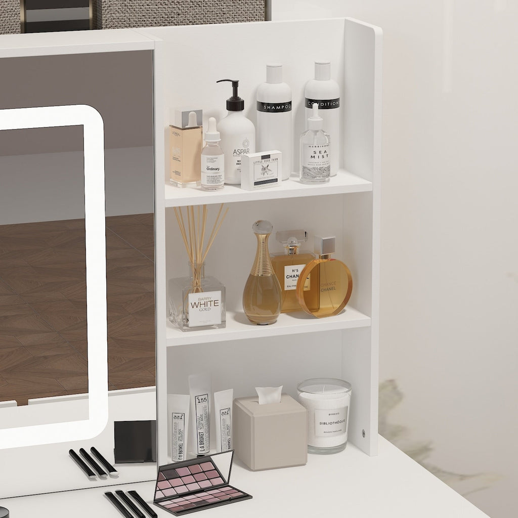 Set da trucco Kerrogee con specchio illuminato regolabile e sgabello - 39,4 L x 19,7 W x 53,5 H