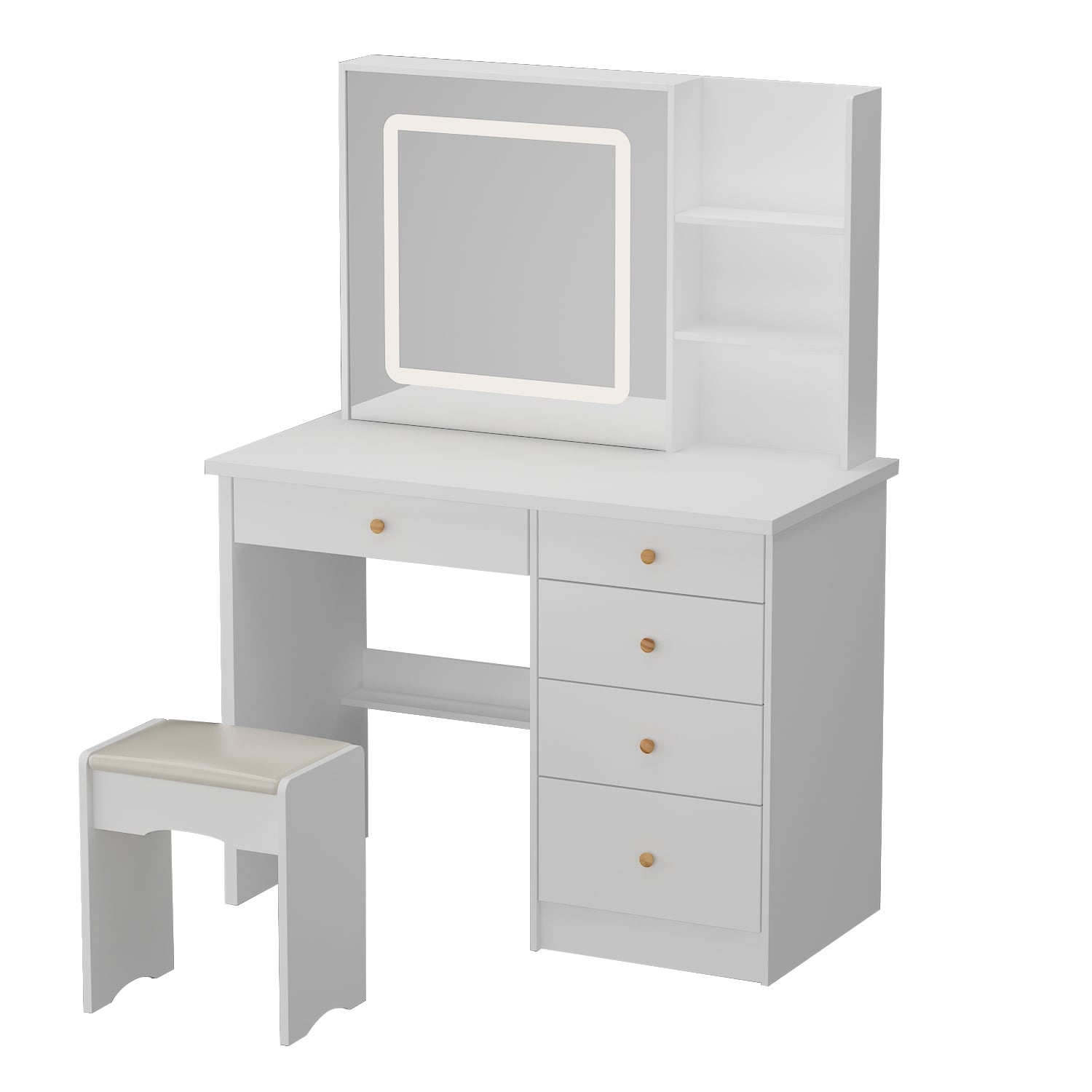 Set da trucco Kerrogee con specchio illuminato regolabile e sgabello - 39,4 L x 19,7 W x 53,5 H