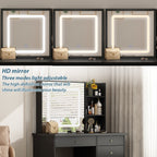 Set da trucco Kerrogee con specchio illuminato regolabile e sgabello - 39,4 L x 19,7 W x 53,5 H