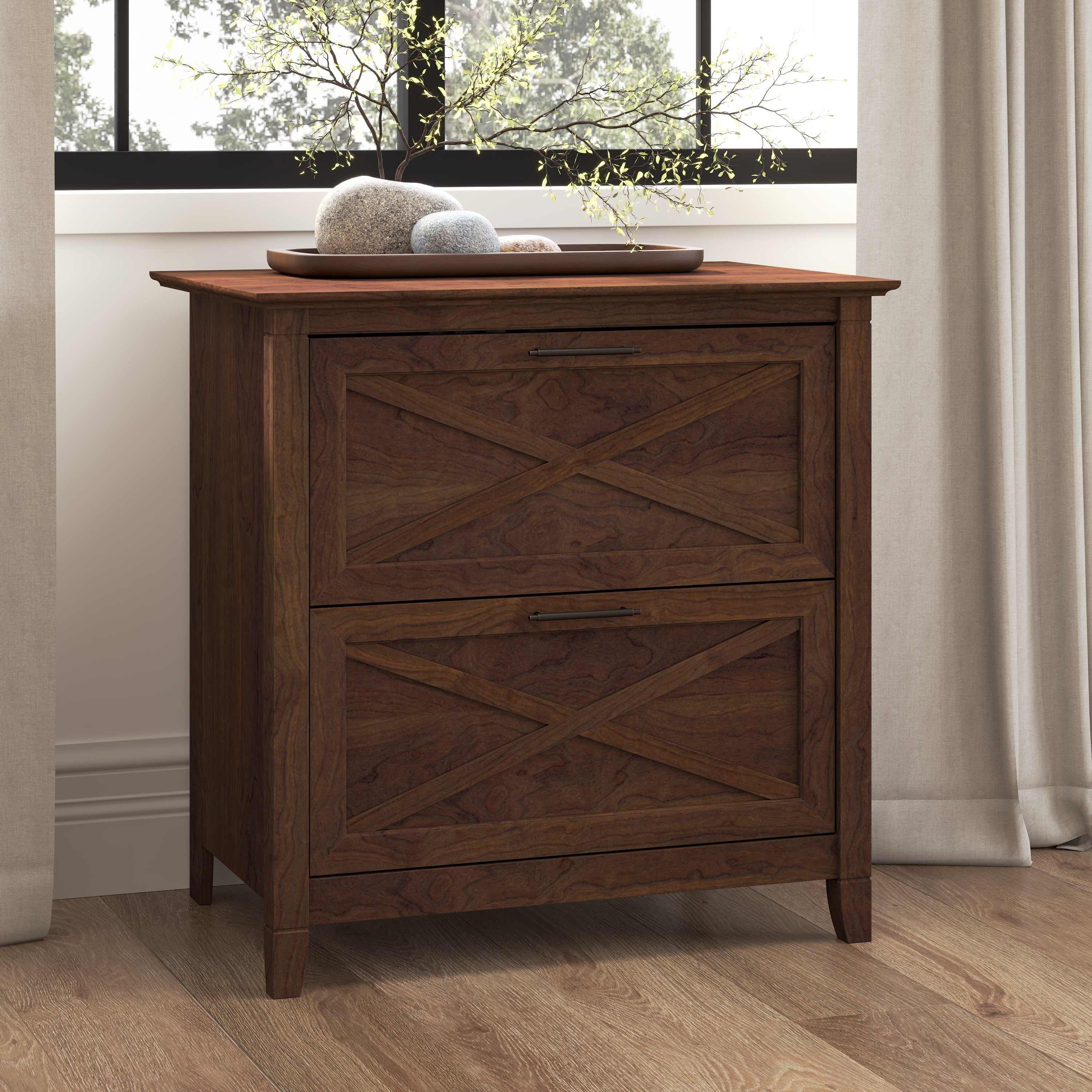 Mobiletto laterale per archivio a 2 cassetti Key West di Bush Furniture