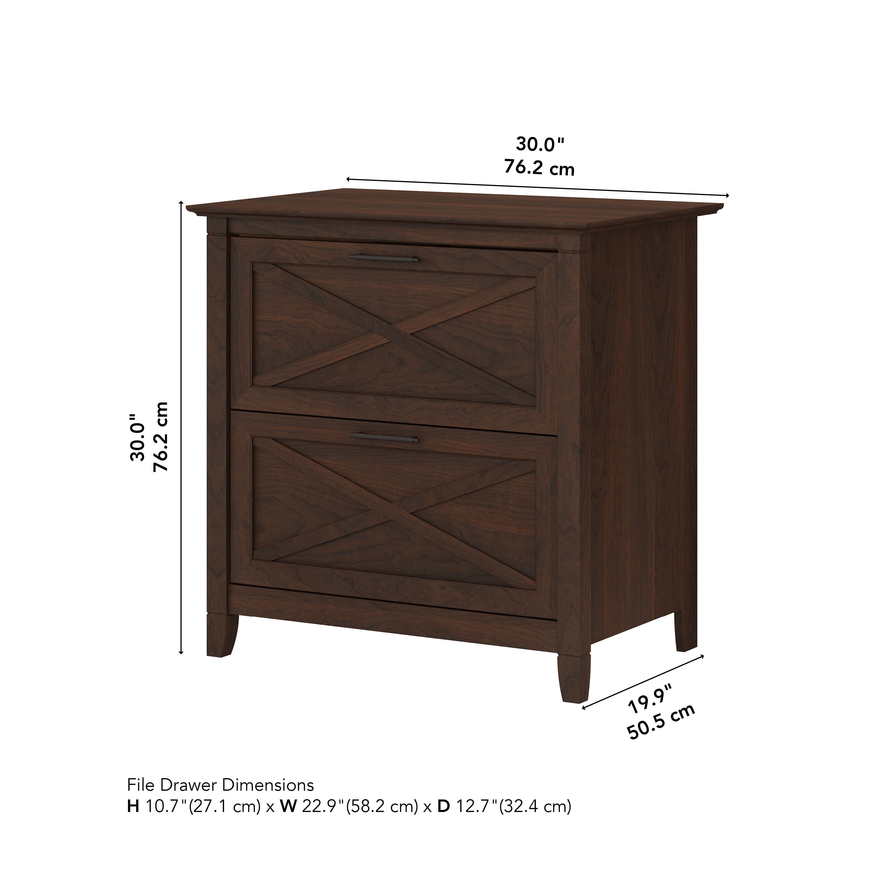 Mobiletto laterale per archivio a 2 cassetti Key West di Bush Furniture