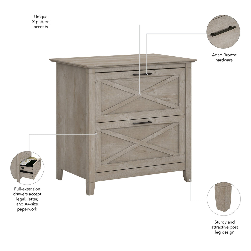 Mobiletto laterale per archivio a 2 cassetti Key West di Bush Furniture