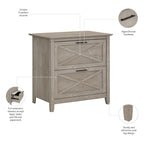 Mobiletto laterale per archivio a 2 cassetti Key West di Bush Furniture