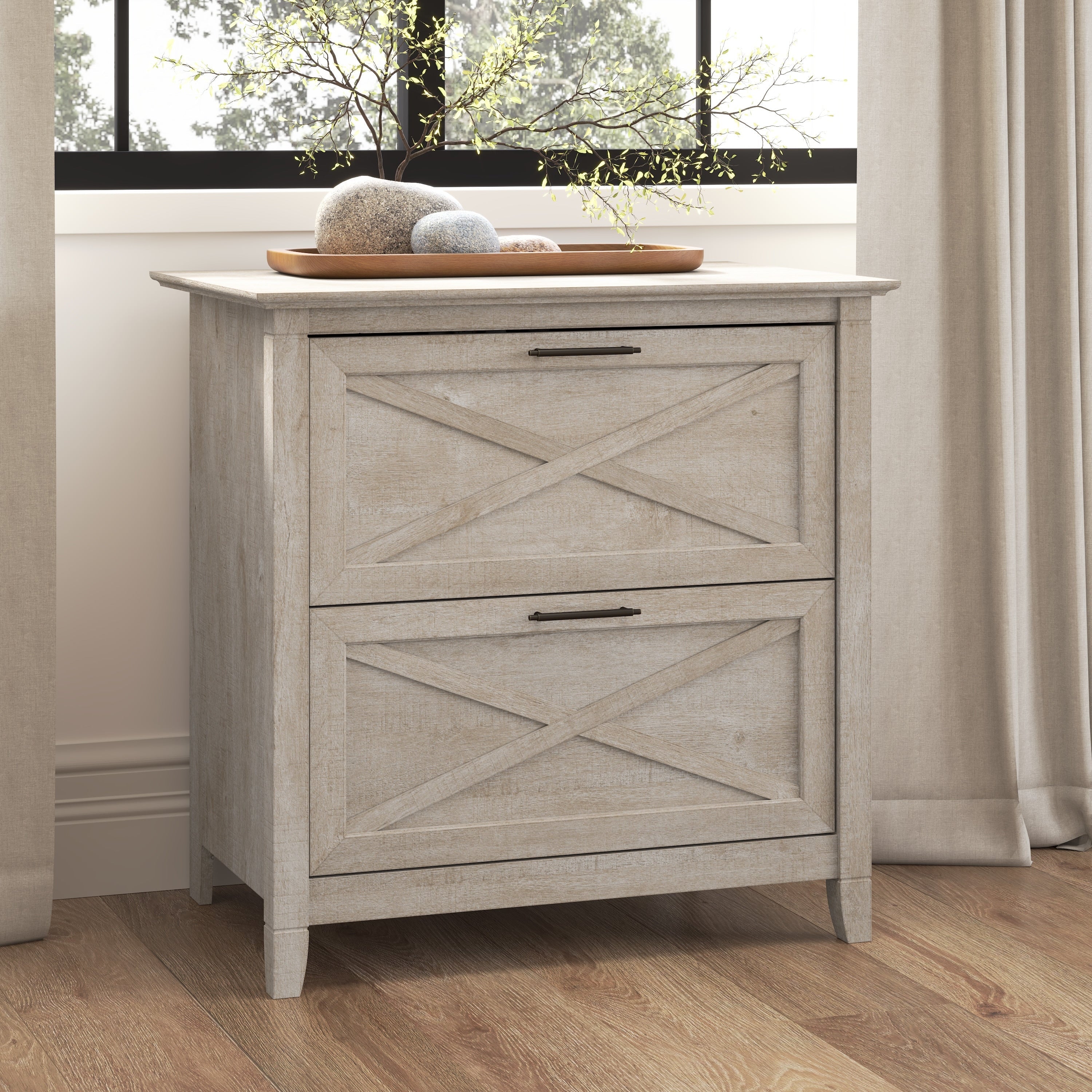 Mobiletto laterale per archivio a 2 cassetti Key West di Bush Furniture