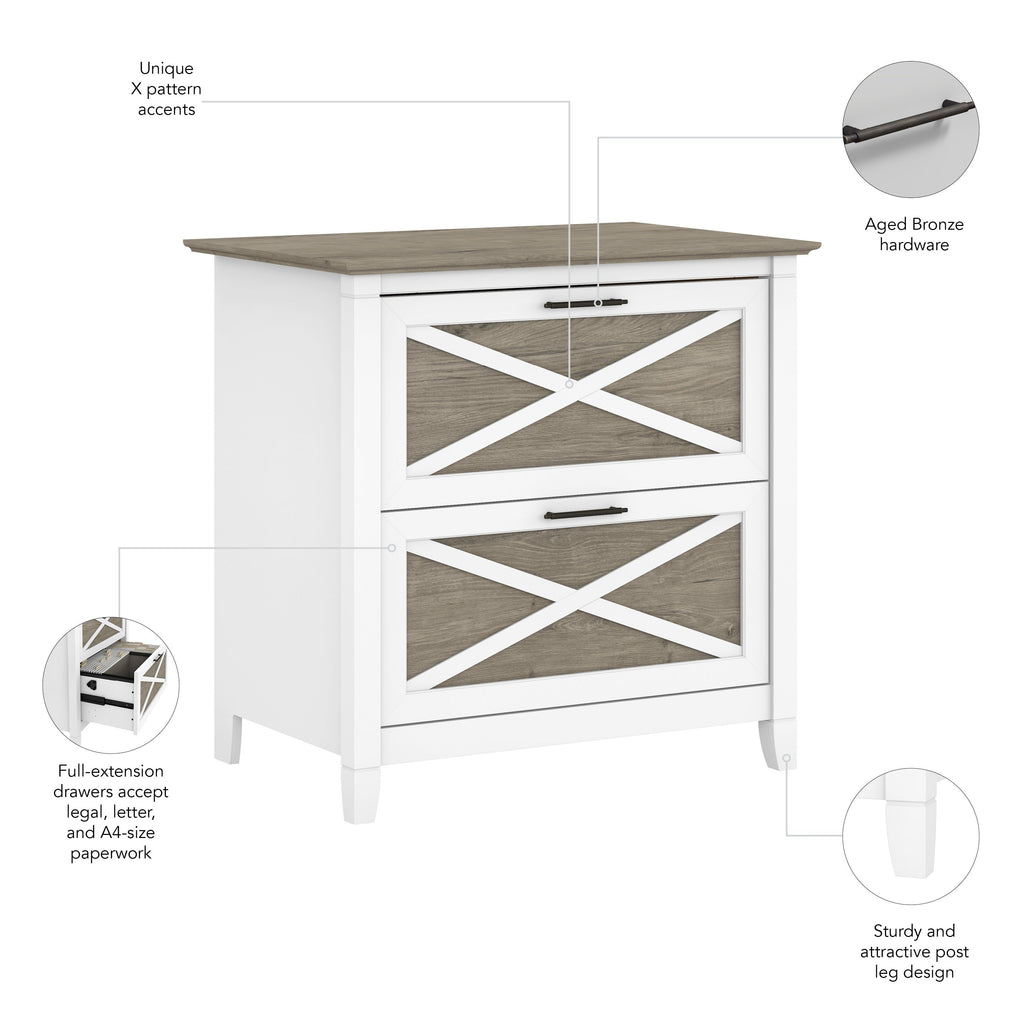 Mobiletto laterale per archivio a 2 cassetti Key West di Bush Furniture
