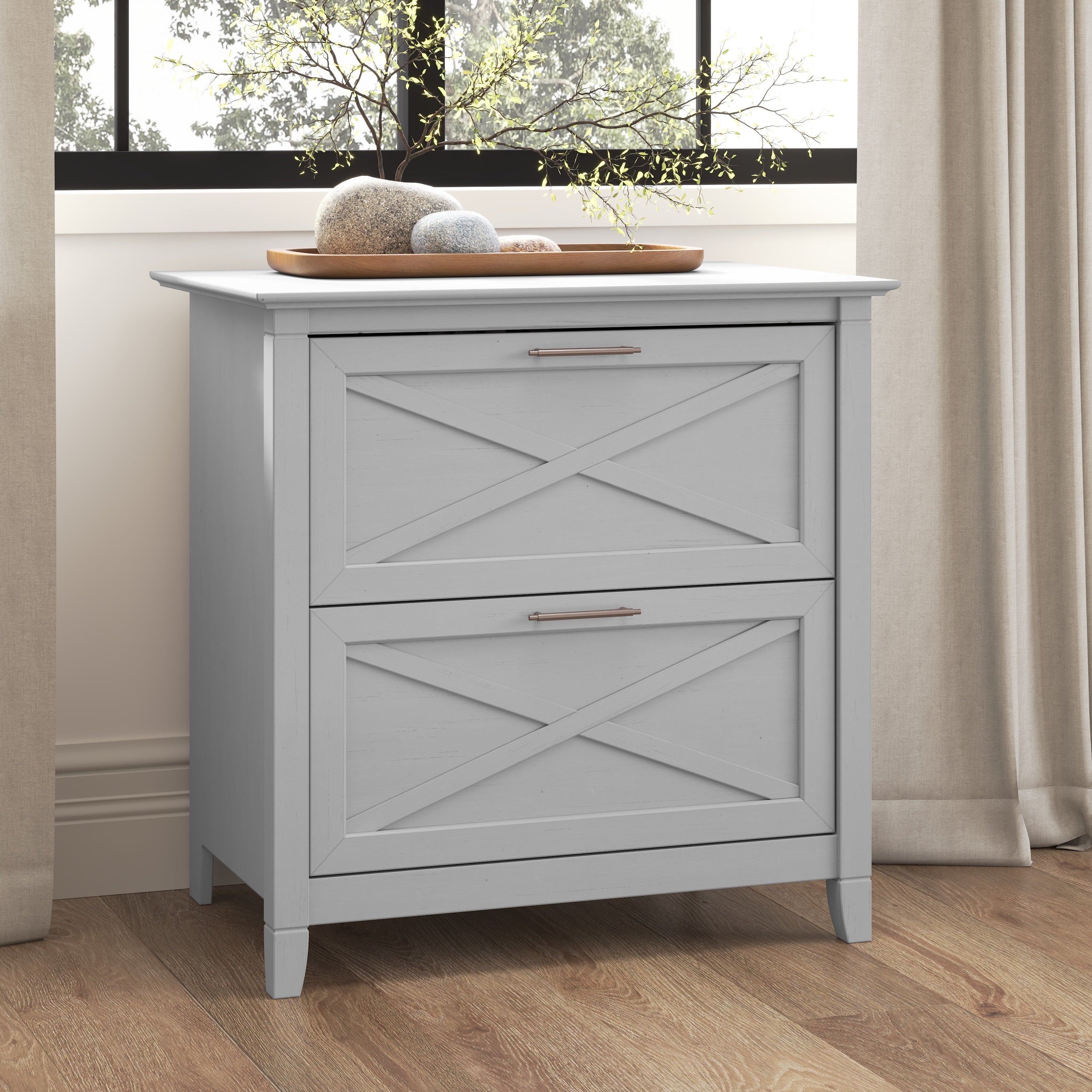 Mobiletto laterale per archivio a 2 cassetti Key West di Bush Furniture