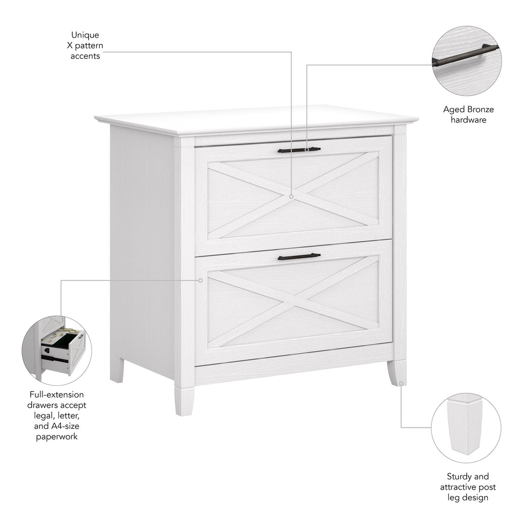 Mobiletto laterale per archivio a 2 cassetti Key West di Bush Furniture
