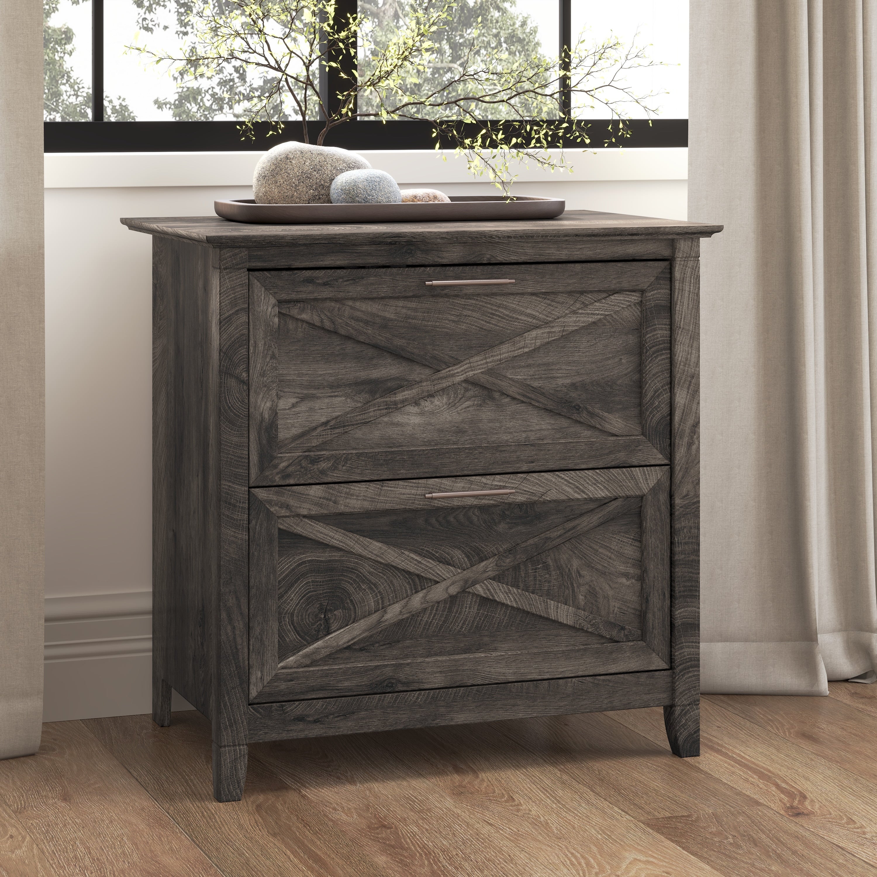 Mobiletto laterale per archivio a 2 cassetti Key West di Bush Furniture